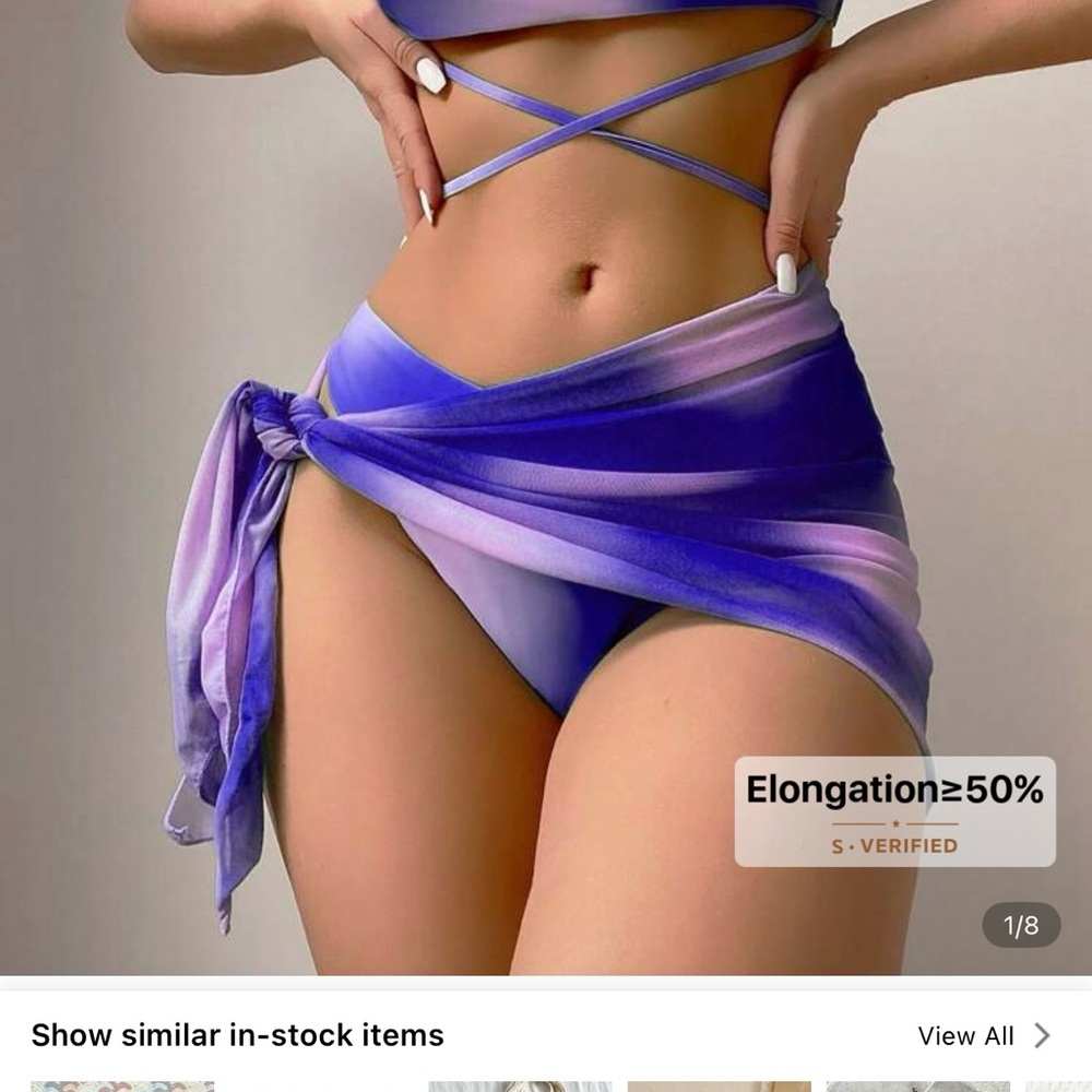SHEIN Purple Ombre 3-Piece Bikini Set – Size S - Picture 3 of 4